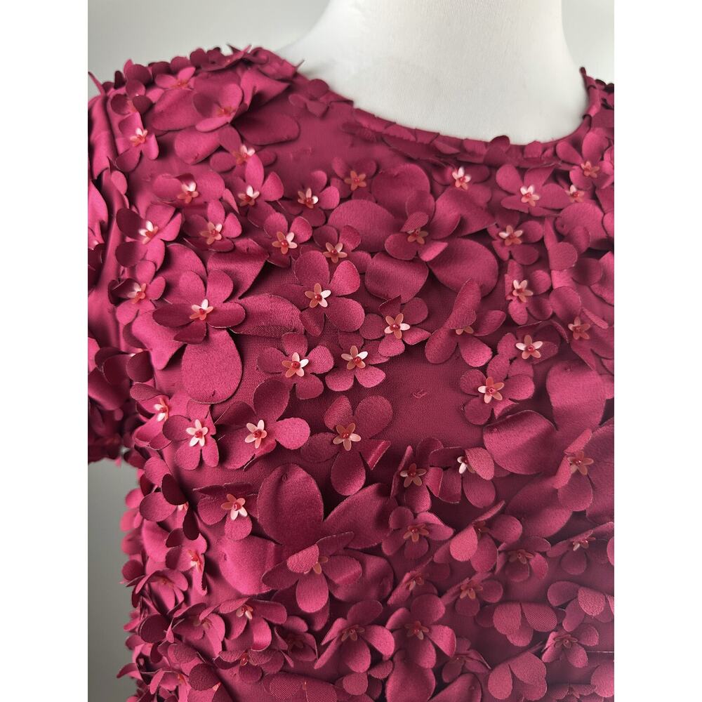 *Flawed Anthropologie Varun Bahl Rosemarie 3D Floral Top Whimsy Raspberry Size 8 - Picture 9 of 16